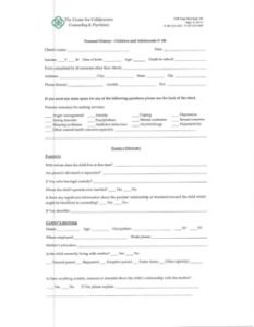 Child History Questionnaire